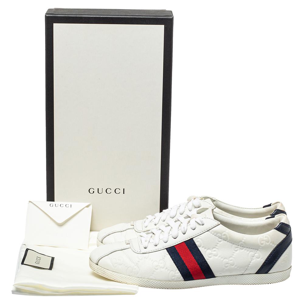 Gucci White Guccissima Leather Lace Up Sneakers Size 37.5 2