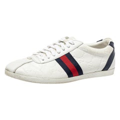 Gucci White Guccissima Leather Lace Up Sneakers Size 37.5