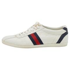 Gucci White Guccissima Leather Lace Up Sneakers Size 40