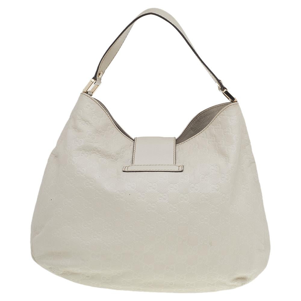 Gucci White Guccissima Leather New Ladies Web Hobo In Good Condition In Dubai, Al Qouz 2