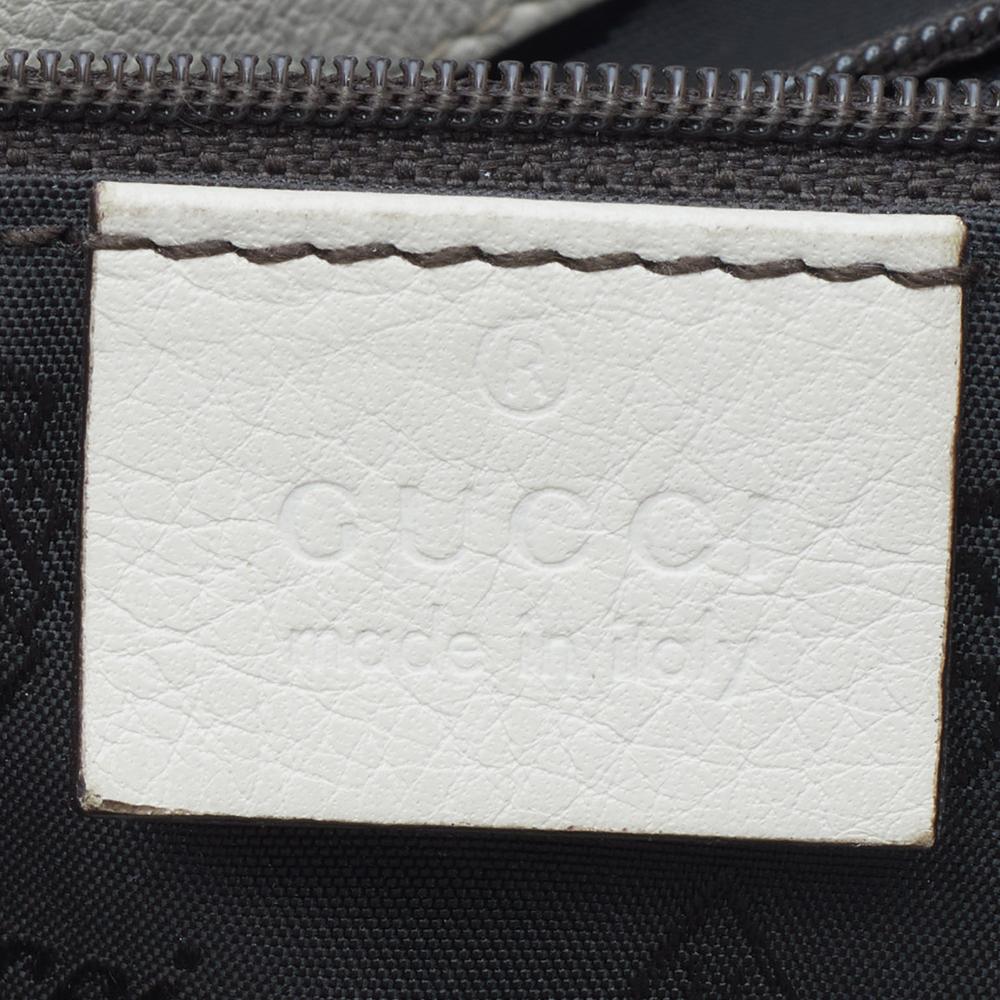 Gucci White Guccissima Leather New Ladies Web Hobo 5