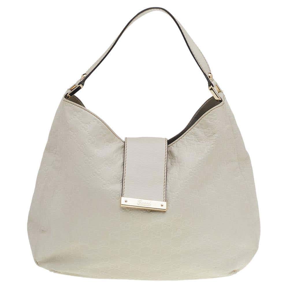 Gucci White Guccissima Leather New Ladies Web Hobo at 1stDibs