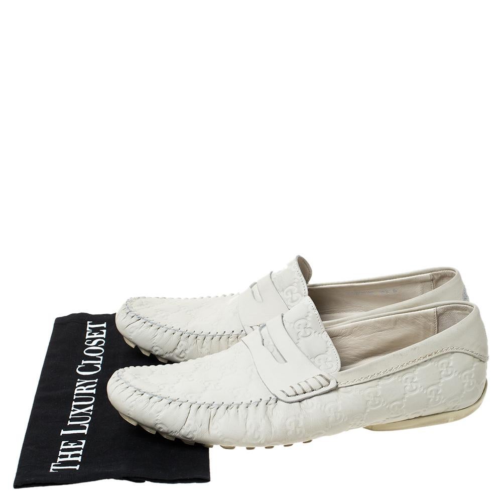 Gucci White Guccissima Leather Penny Loafers Size 42.5 3