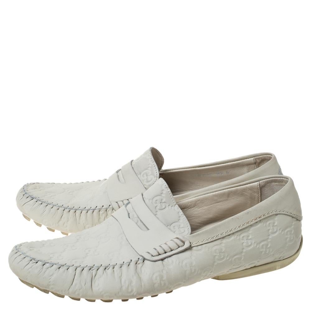 Gucci White Guccissima Leather Penny Loafers Size 42.5 4