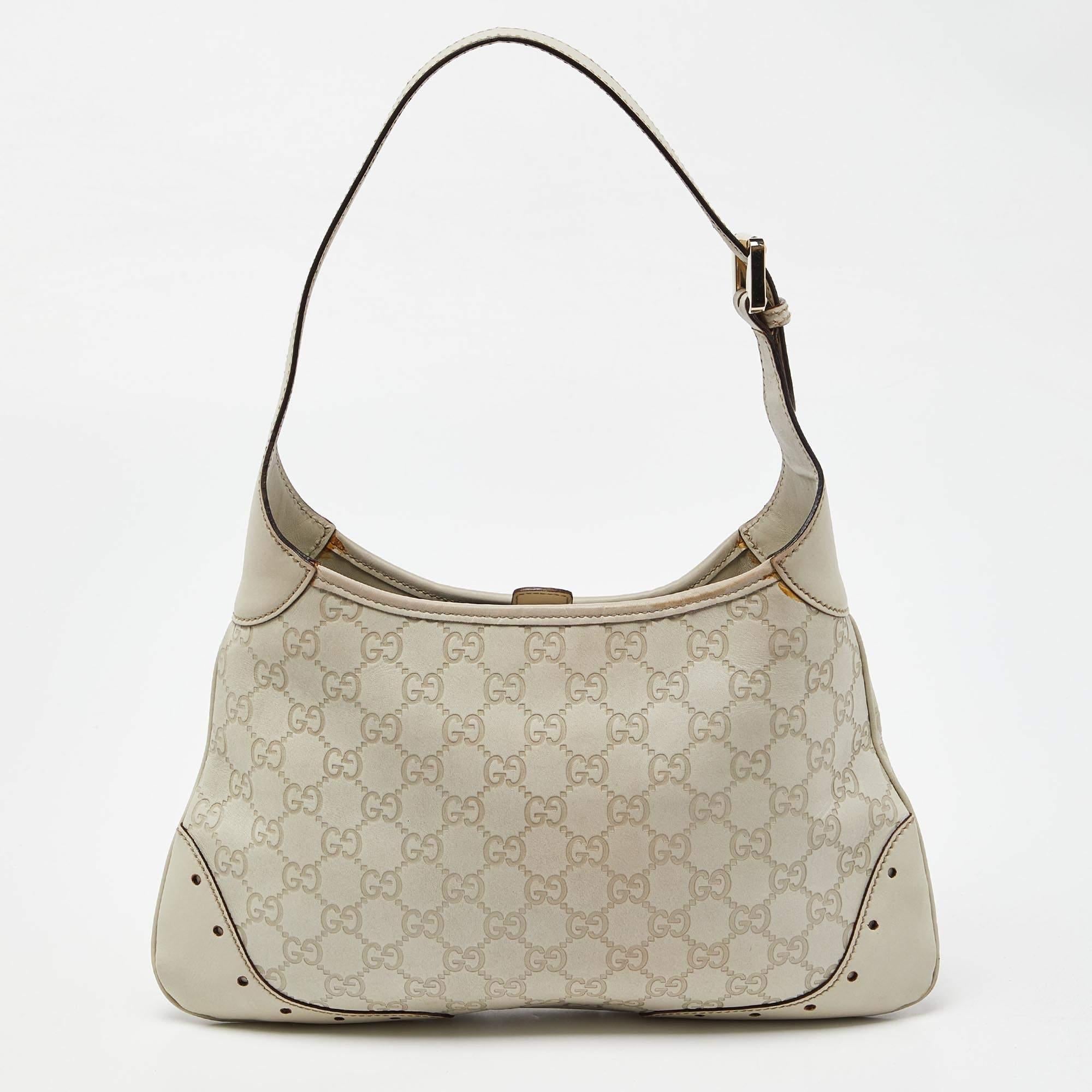 Women's Gucci White Guccissima Leather Punch Hobo