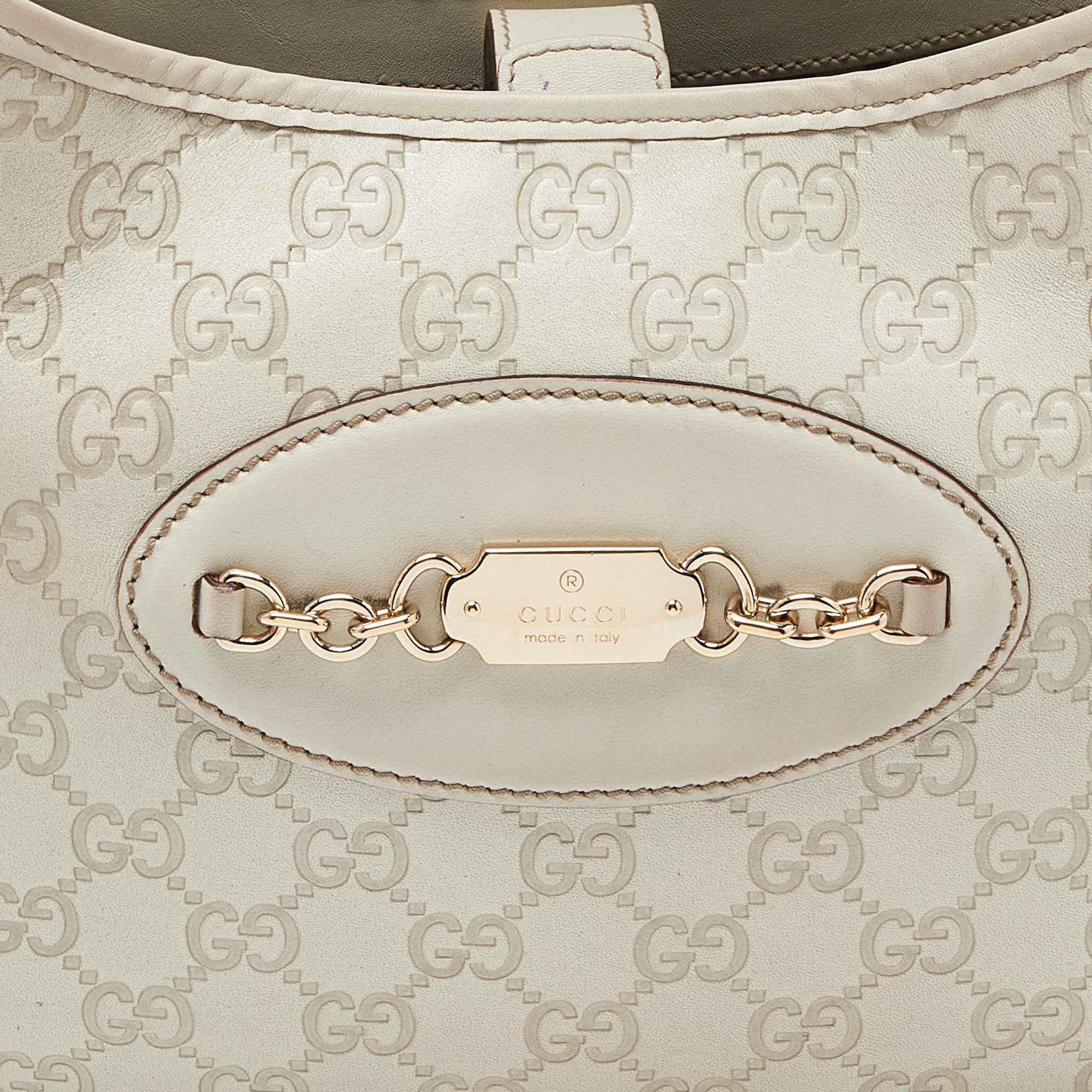 Gucci White Guccissima Leather Punch Hobo 1