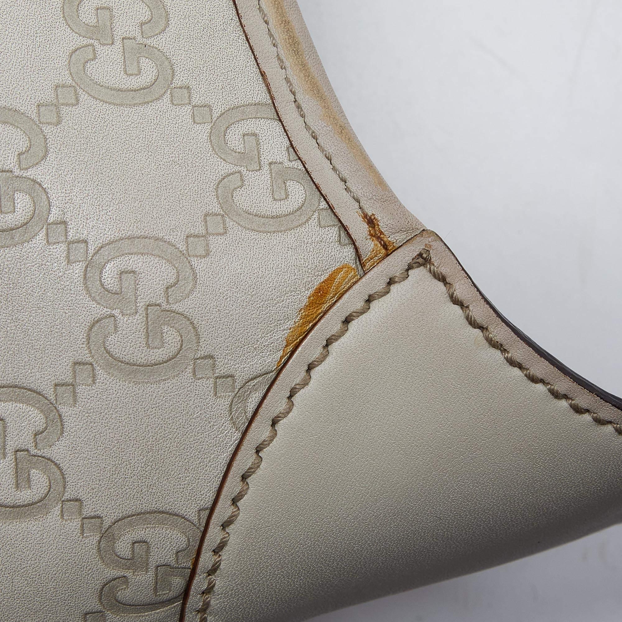 Gucci White Guccissima Leather Punch Hobo 3