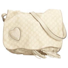 Gucci White Guccissima Leather Tribeca Messenger Bag