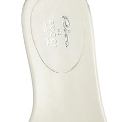 Gucci White Guccissima Leather Web Flat Slide Sandals Size 34