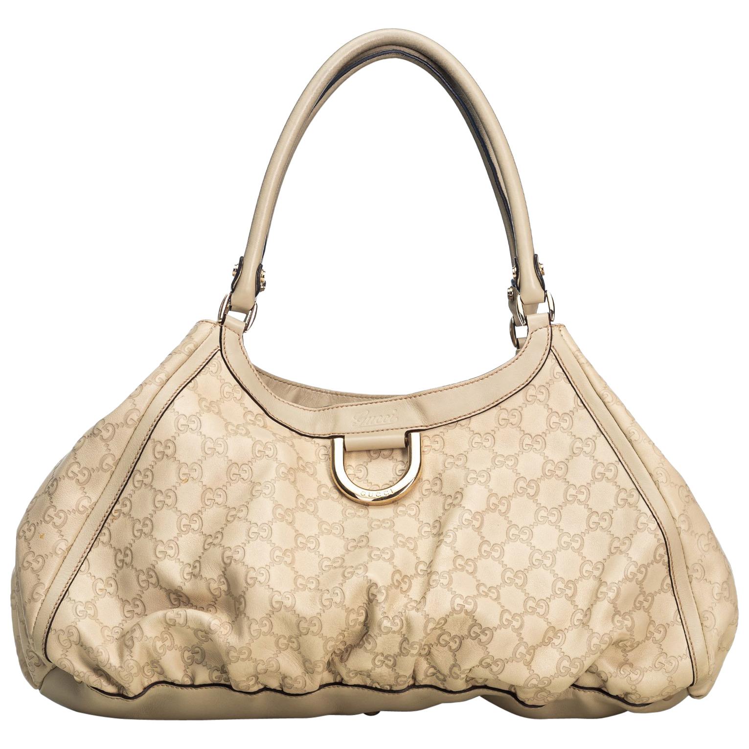 Gucci Abbey D-ring Gold Leather Guccissima Hobo Bag Pre-Owned