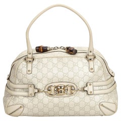 Gucci White Ivory Leather Guccissima Wave Handbag Italy