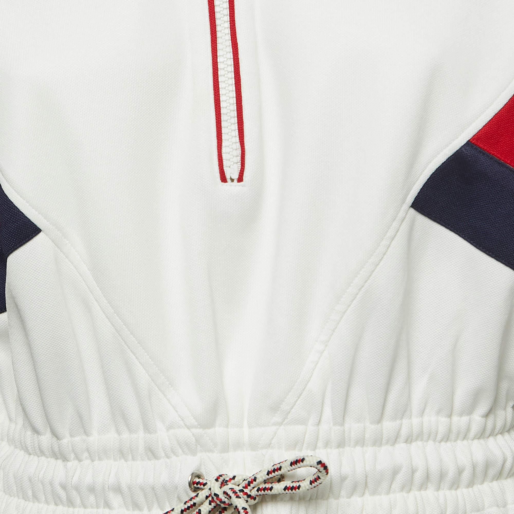 Gucci White Knit Interlocking G Web Detailed Mini Polo Dress M For Sale 1