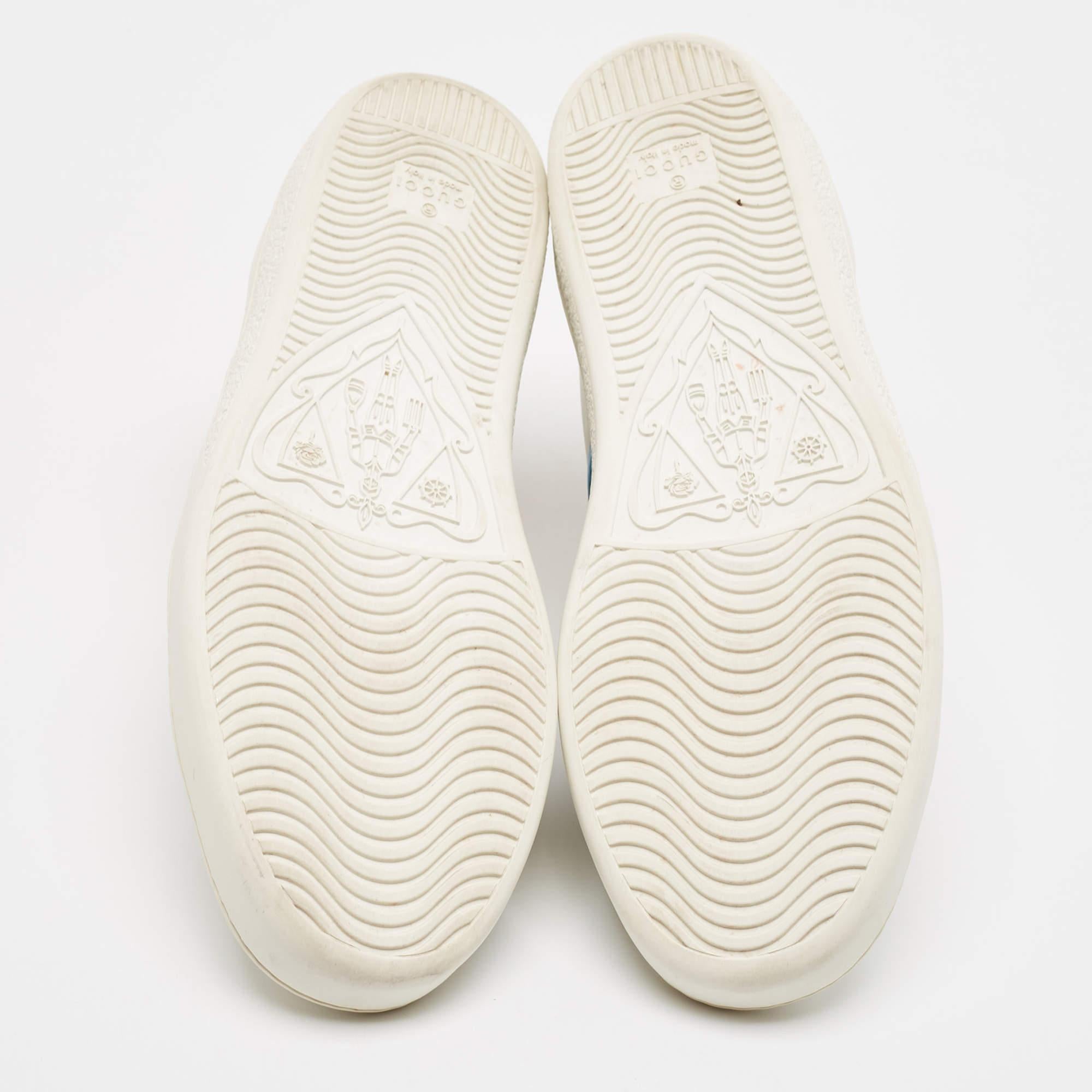 Gucci White Lace and Leather Ace Slip On Sneakers Size 39.5 2
