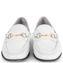 GUCCI white leather 1953 HORSEBIT Loafers Flats Shoes 37
