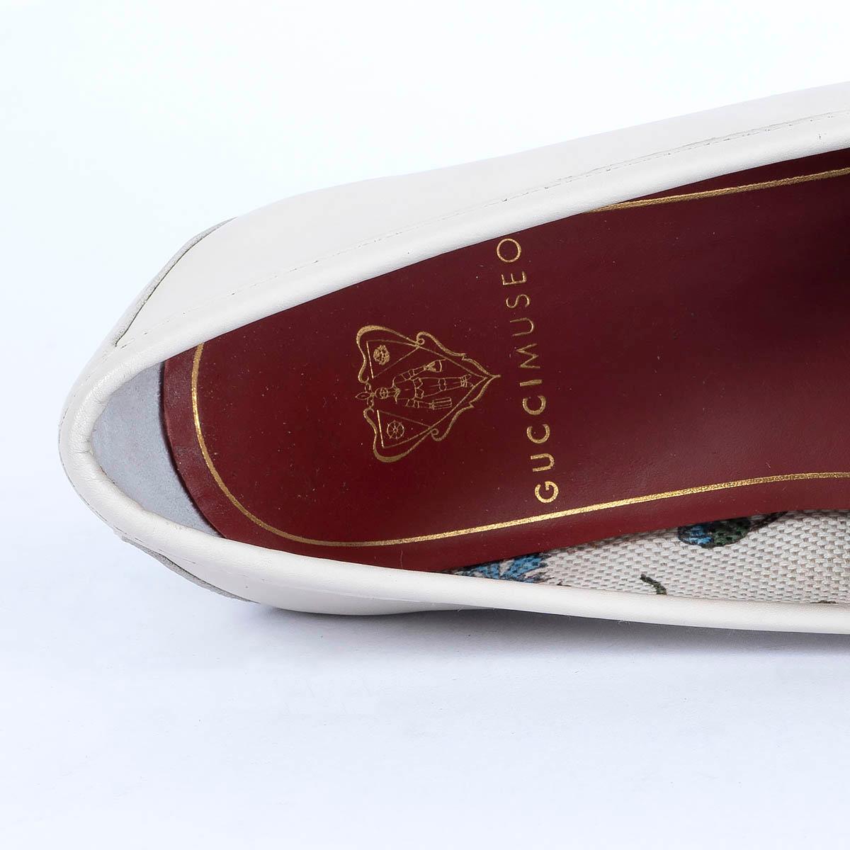 GUCCI white leather 1953 HORSEBIT Loafers Flats Shoes 37 For Sale 2