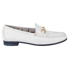 GUCCI white leather 1953 HORSEBIT Loafers Flats Shoes 37