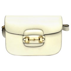 Antique Gucci White Leather 1955 Horsebit Bag