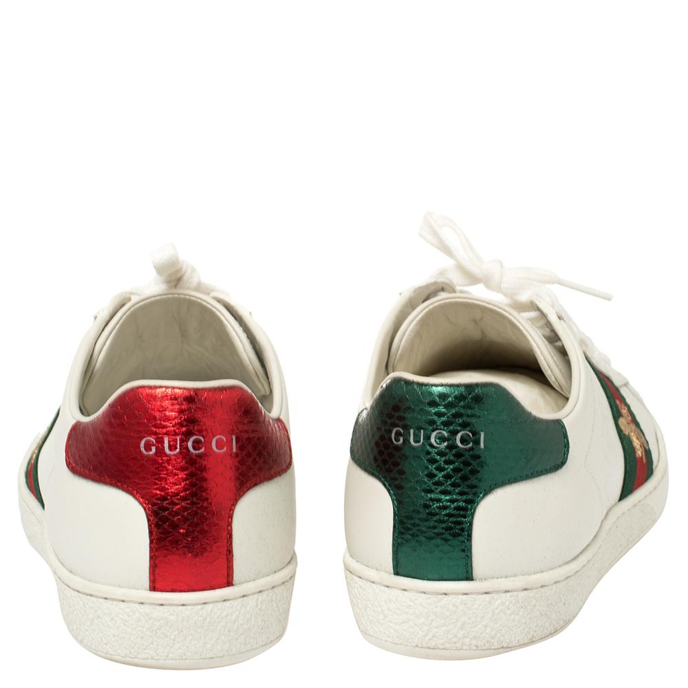 Women's Gucci White Leather Ace Bee Sneakers Size 38.5