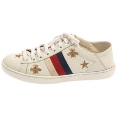 Gucci White Leather Ace Bee Star Sneakers Size 35