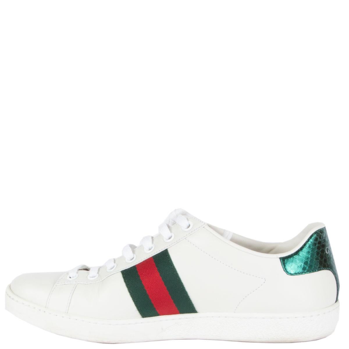 Gray GUCCI white leather ACE BEEN Sneakers Shoes 38