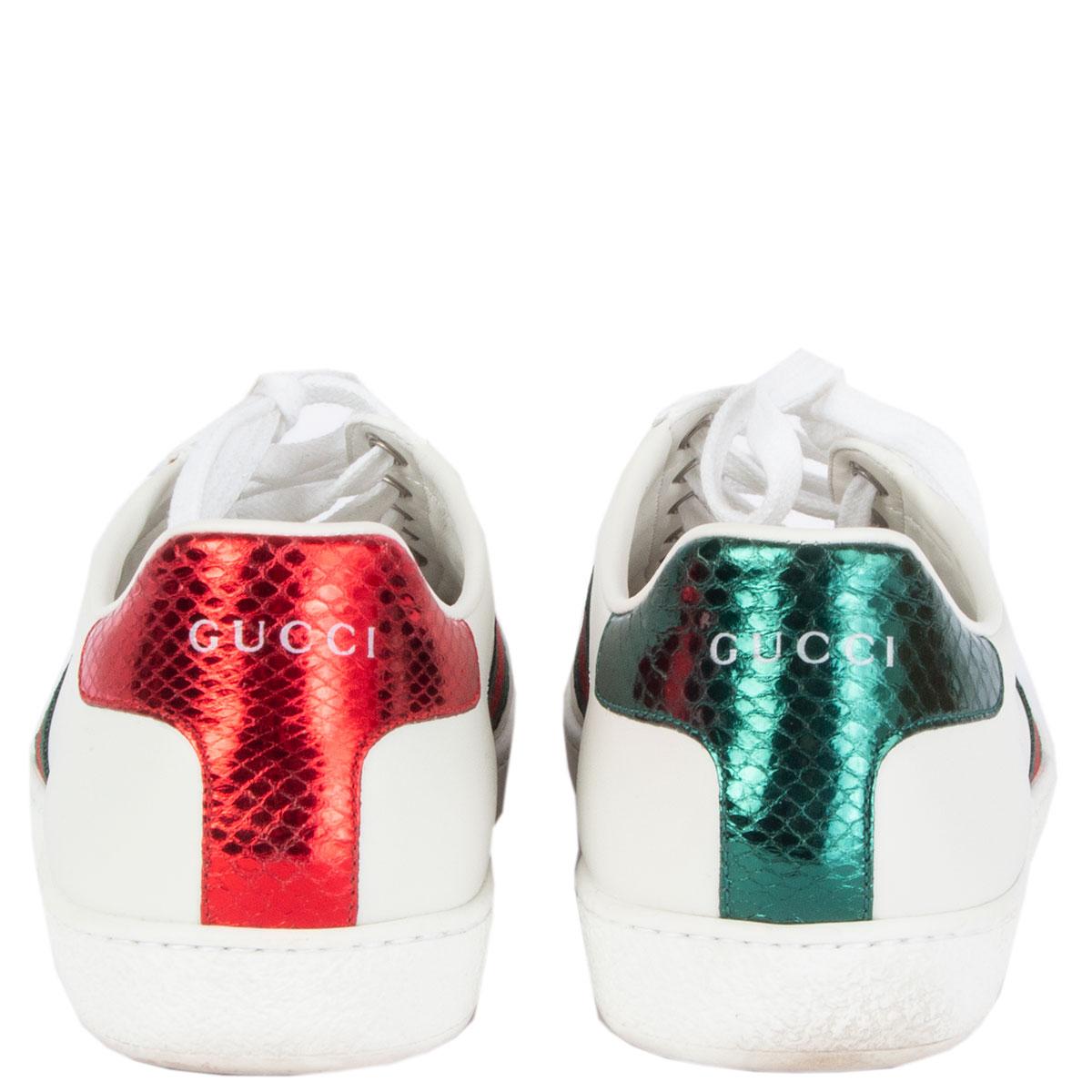 GUCCI white leather ACE BEEN Sneakers Shoes 38 In Excellent Condition In Zürich, CH