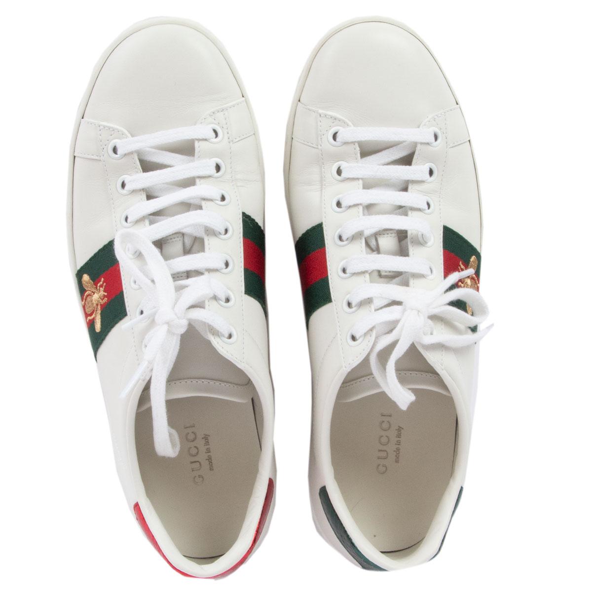 Women's GUCCI white leather ACE BEEN Sneakers Shoes 38