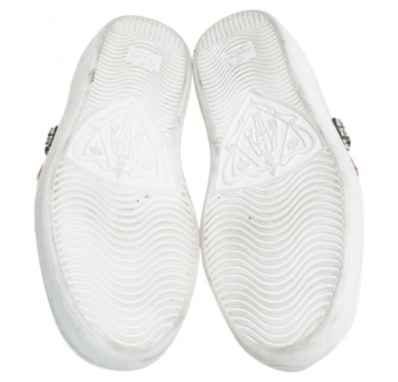 Gucci White Leather Ace Embellished  Low Top Sneakers Size 39 For Sale 2