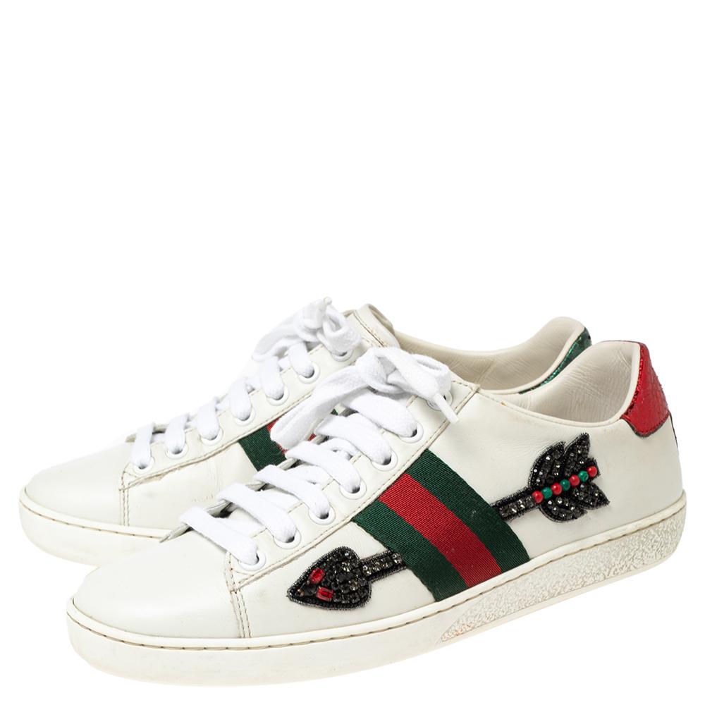 Women's Gucci White Leather Ace Embroidered Sneakers Size 36