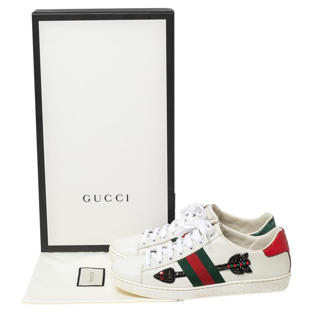 Gucci White Leather Ace Embroidered Sneakers Size 36 1