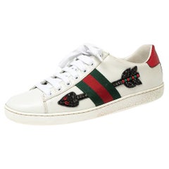 Gucci White Leather Ace Embroidered Sneakers Size 36