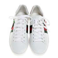 Gucci White Leather Ace GG Apple Web Low Top Sneakers Size 39.5