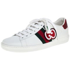 Gucci White Leather Ace GG Apple Web Low Top Sneakers Size 39.5