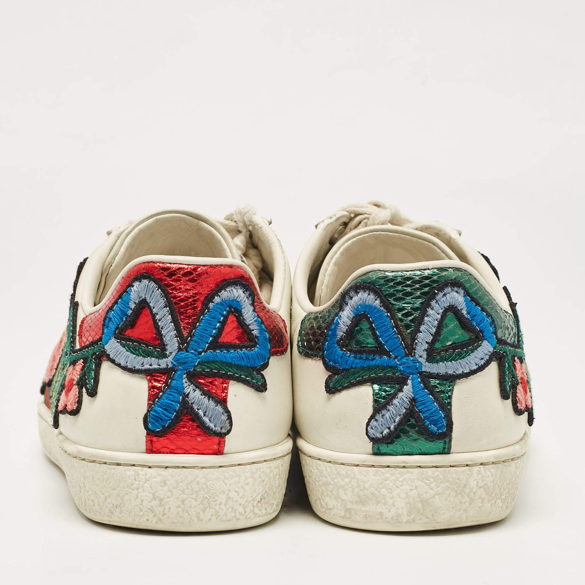 De las mujeres Gucci Zapatillas con cordones Ace de piel blanca Talla 35