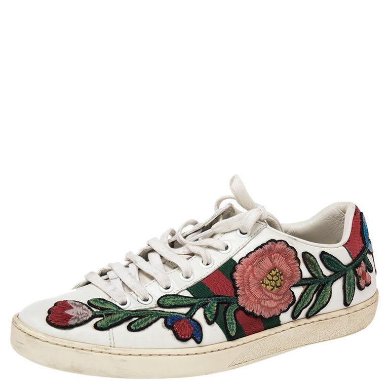 Gucci White Leather Ace Lace Up Sneakers Size 38 at 1stDibs | 38 in gucci  shoes, gucci flower sneakers, lace-up gucci sneakers women