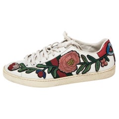 Gucci White Leather Ace Lace Up Sneakers Size 38