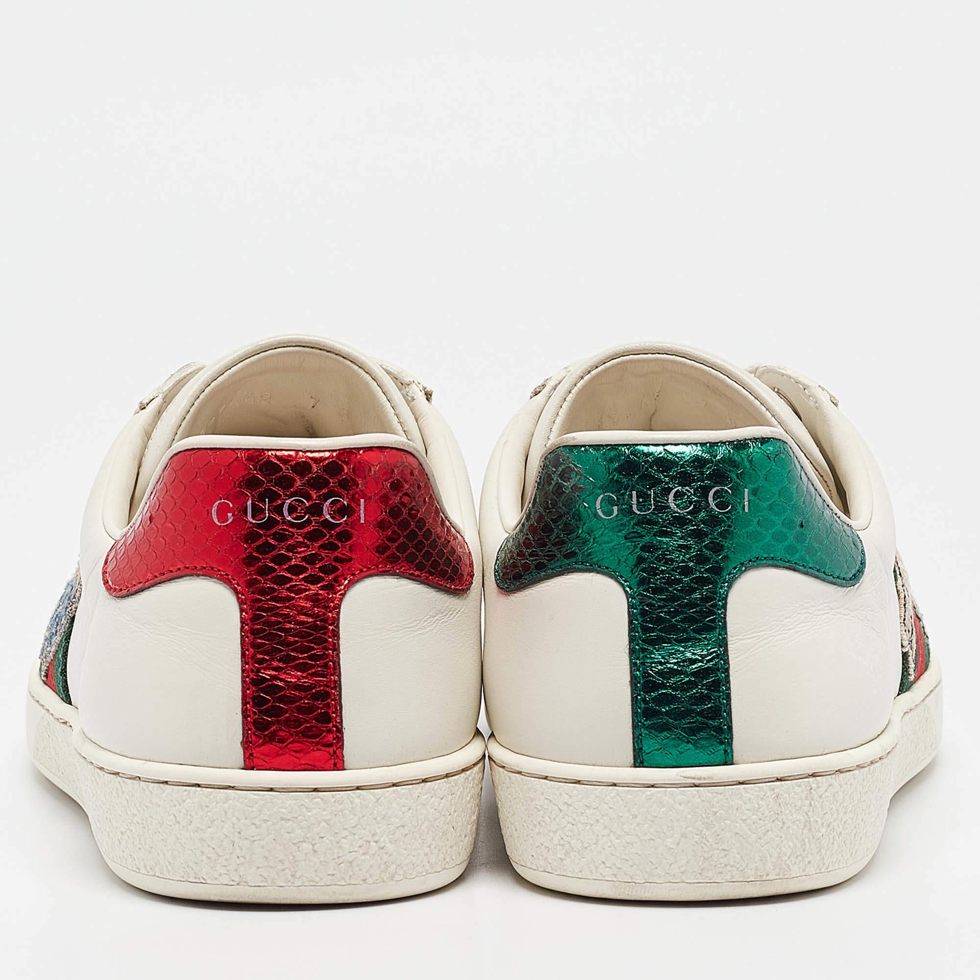  Baskets Gucci Ace à lacets en cuir blanc, taille 41 Pour hommes 