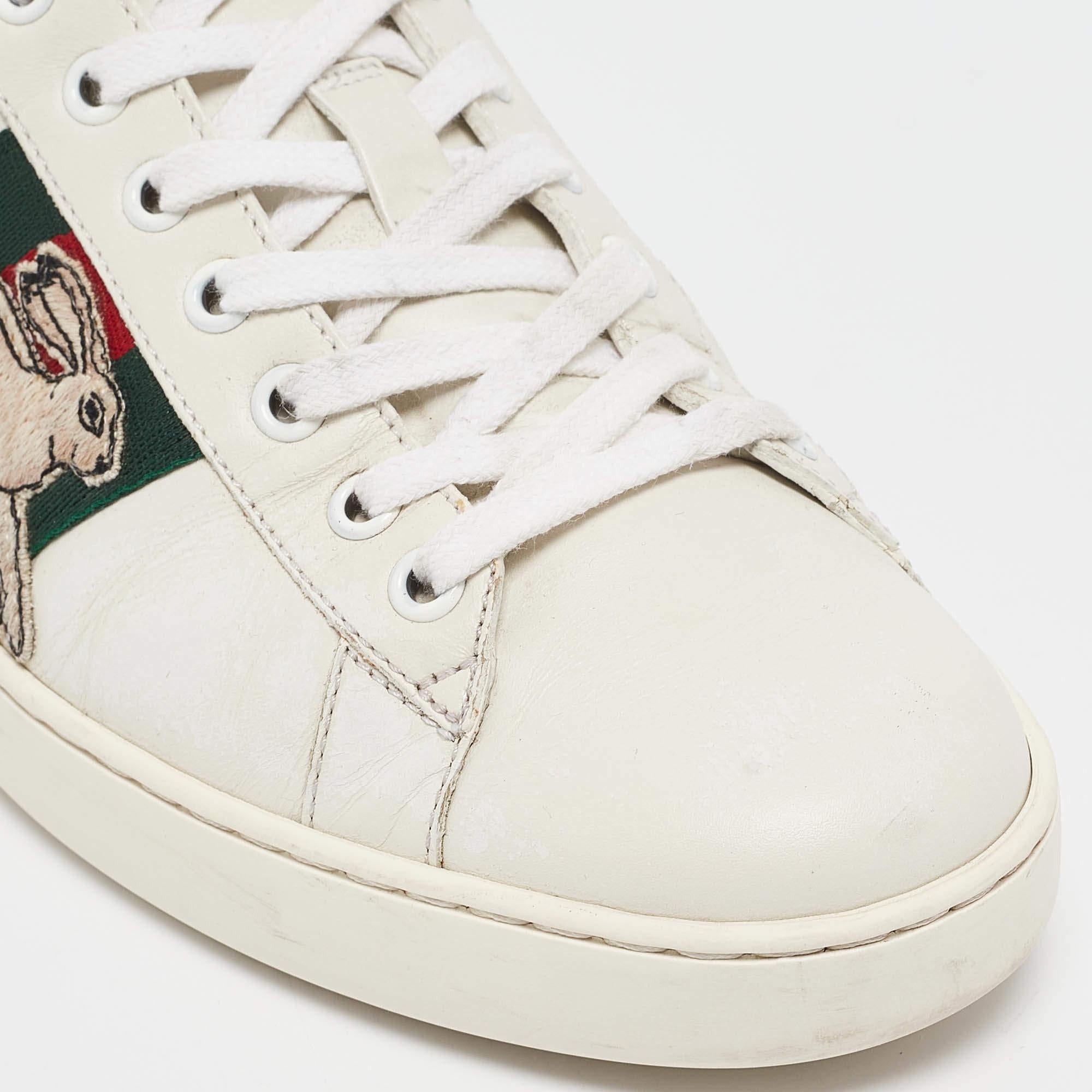 Baskets Gucci Ace à lacets en cuir blanc, taille 41 2