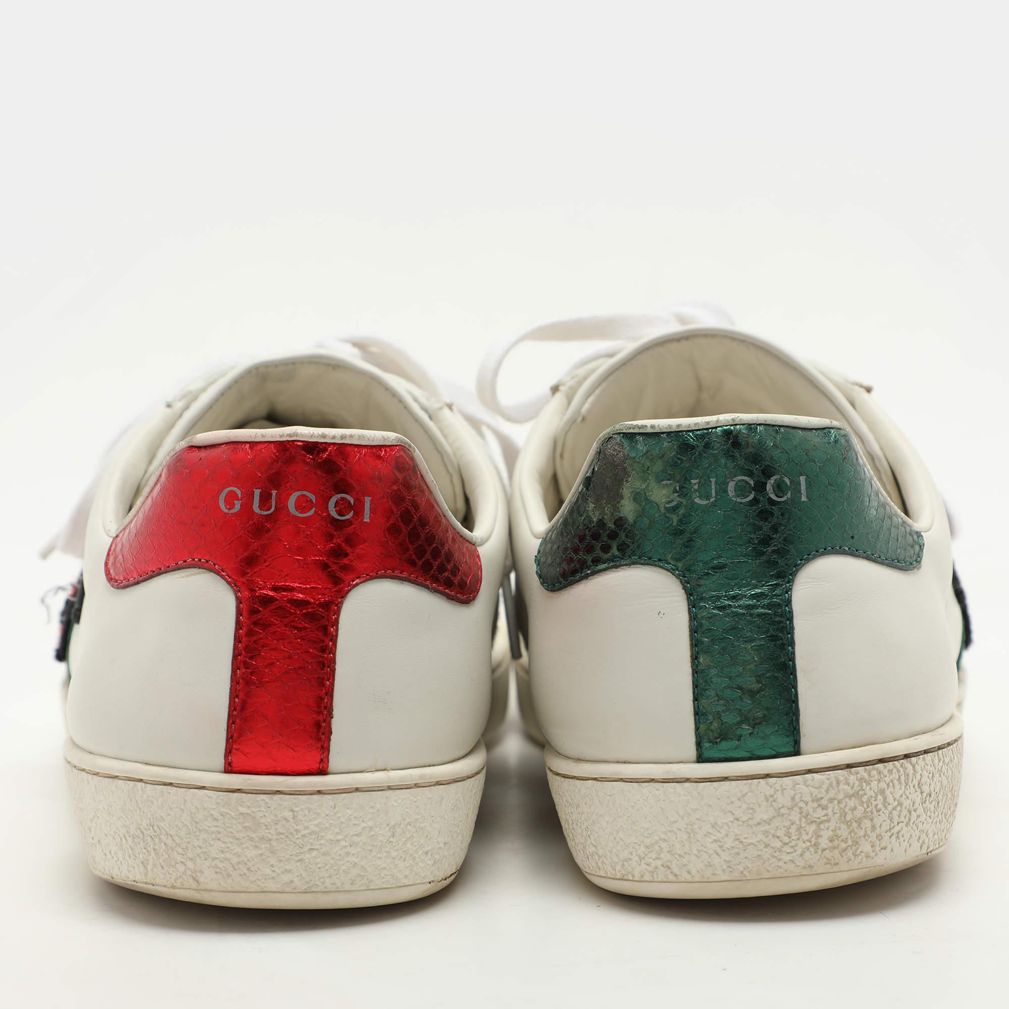 Gucci White Leather Ace Low Top Sneakers 44 For Sale 1