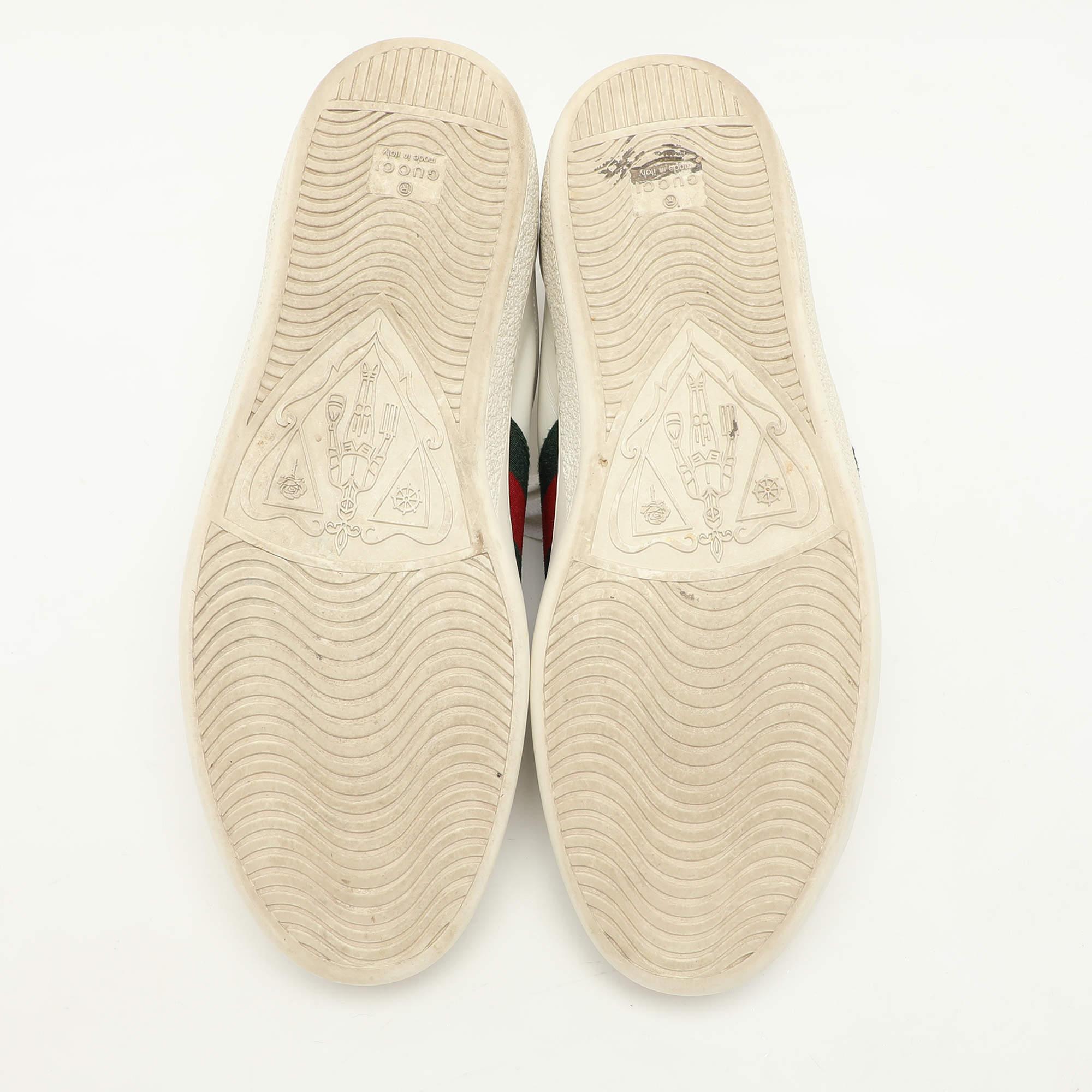 Gucci White Leather Ace Low Top Sneakers 44 For Sale 2