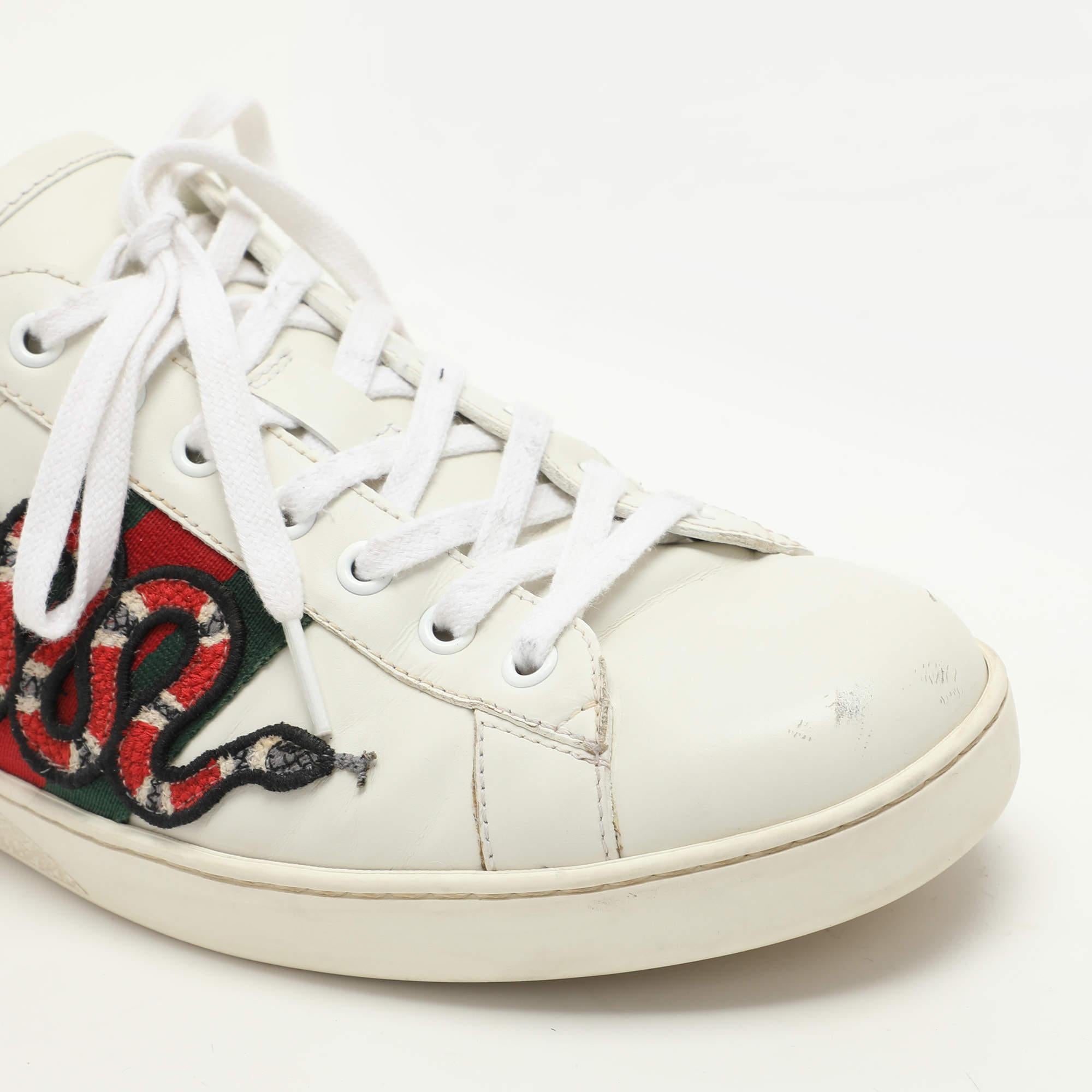 Gucci White Leather Ace Low Top Sneakers 44 For Sale 4
