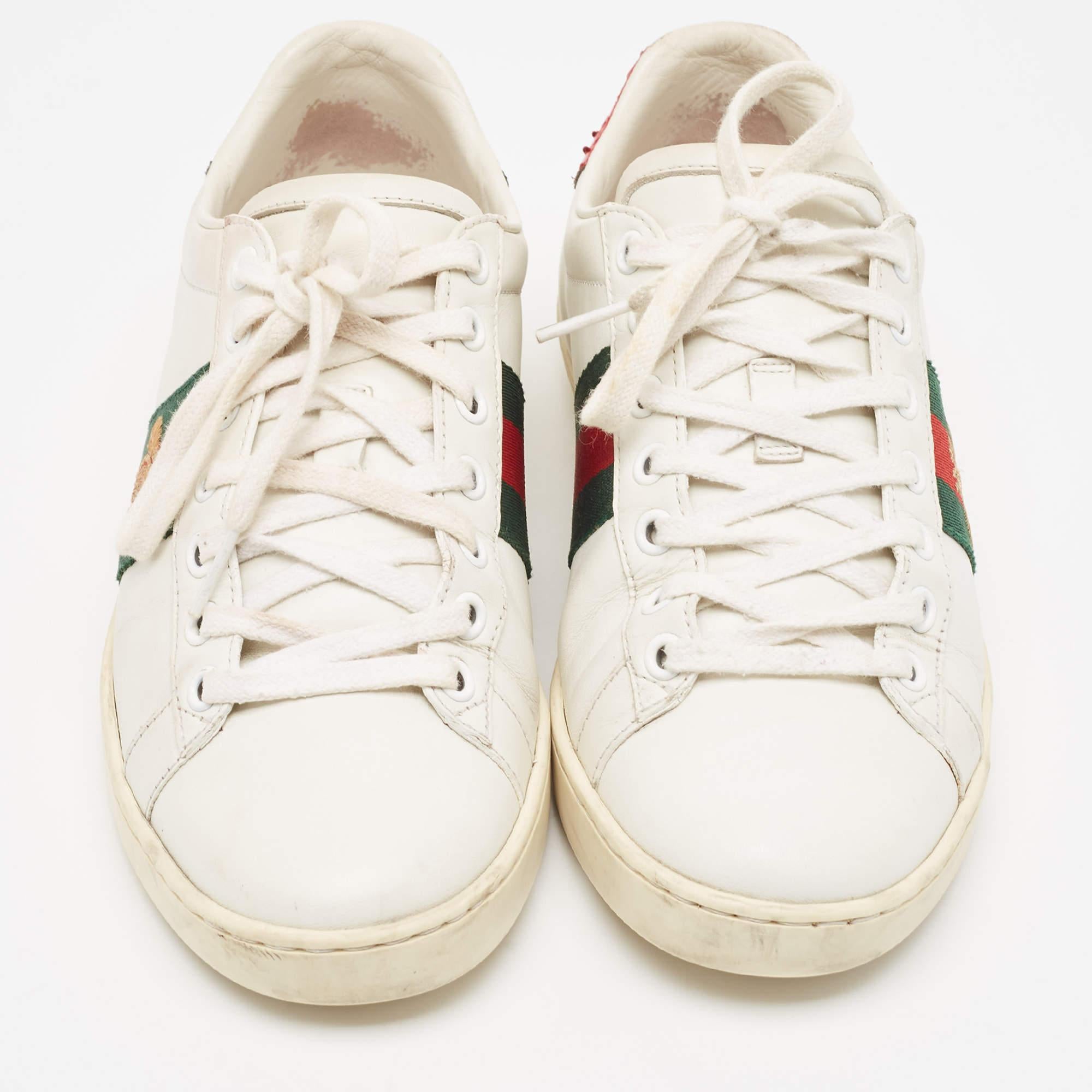Women's Gucci White Leather Ace Low Top Sneakers Size 36 For Sale