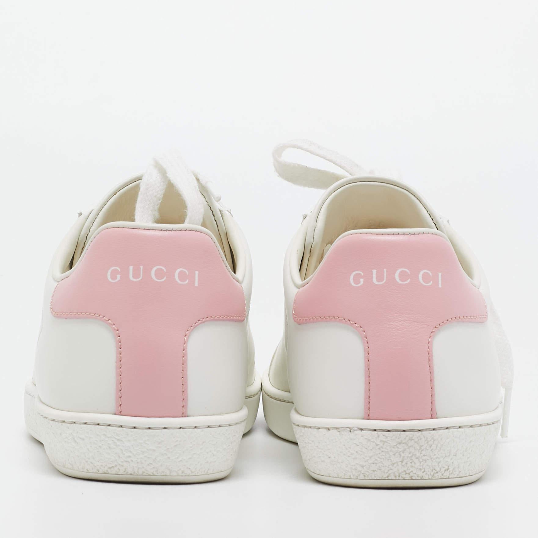 Gucci Niedrige Turnschuhe aus weißem Leder mit Ace-Top Größe 36 im Angebot 1