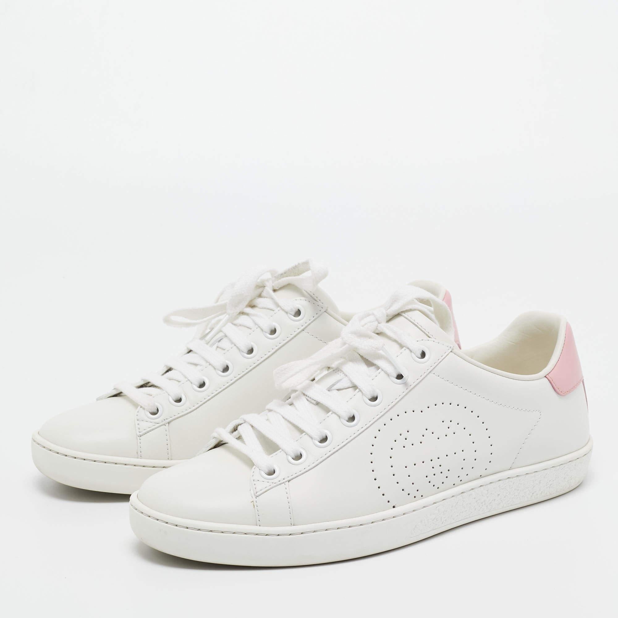 Gucci White Leather Ace Low Top Sneakers Size 36 For Sale 2