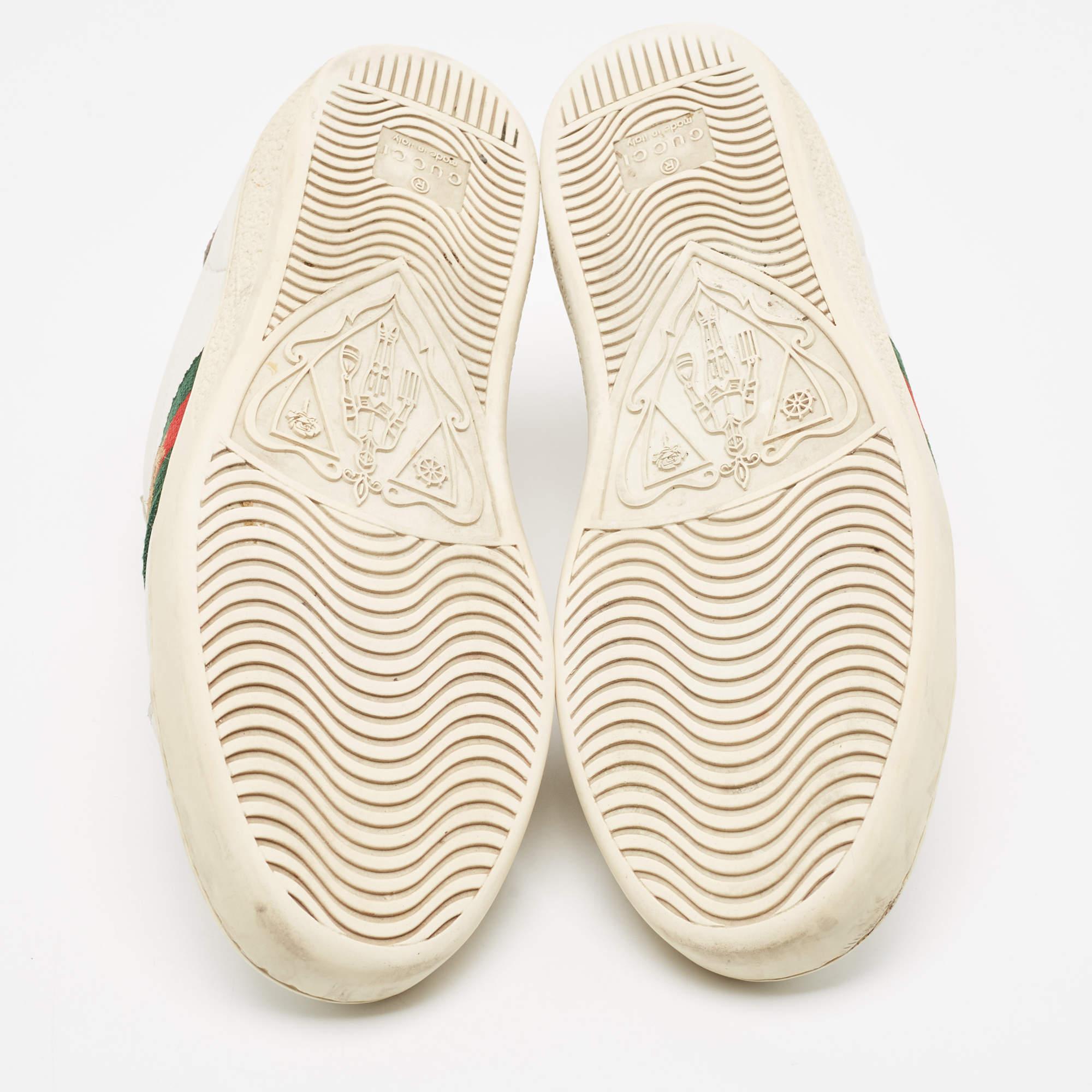 Gucci Niedrige Turnschuhe aus weißem Leder mit Ace-Top Größe 36 im Angebot 2