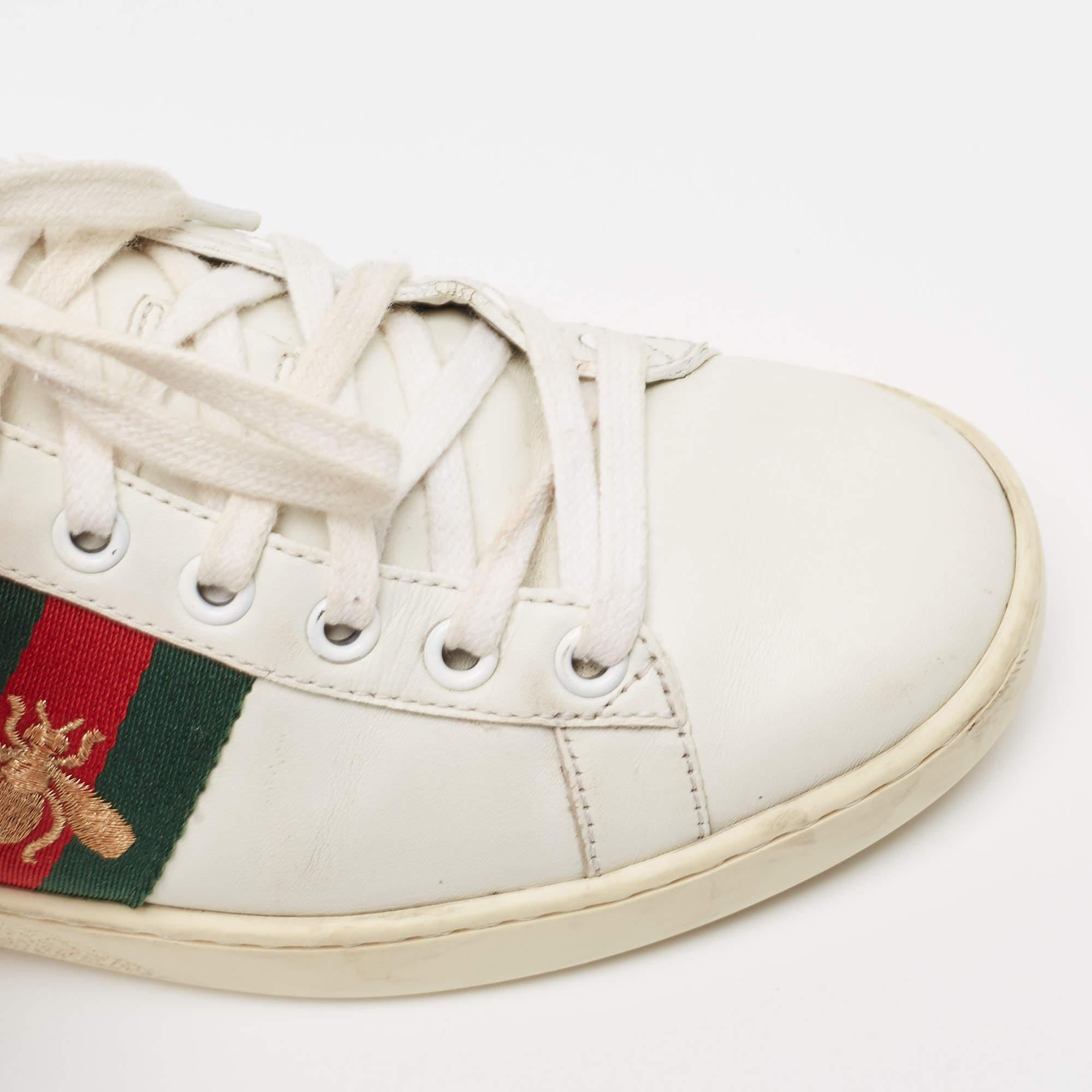 Gucci White Leather Ace Low Top Sneakers Size 36 For Sale 3
