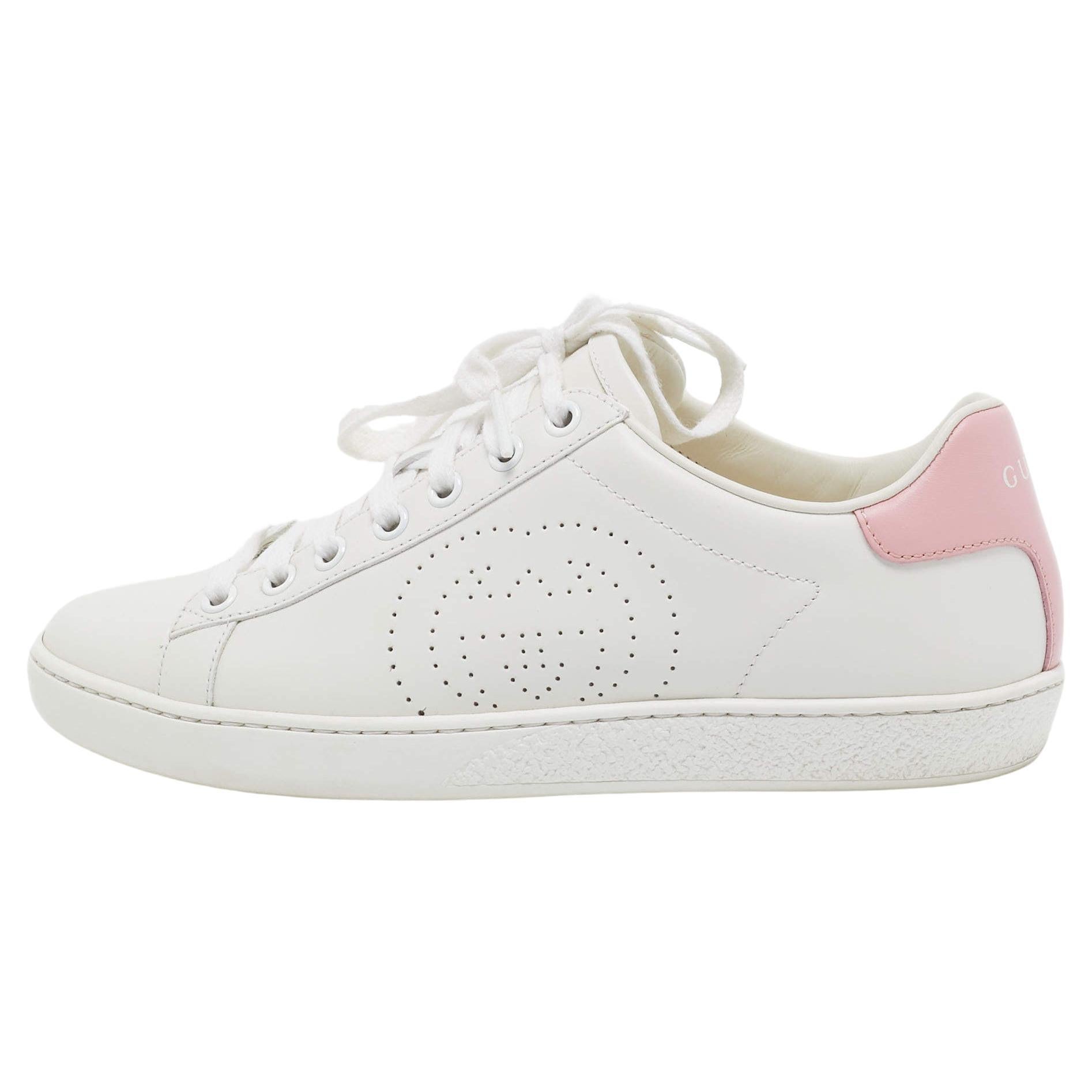 Gucci White Leather Ace Low Top Sneakers Size 36 For Sale