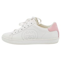 Used Gucci White Leather Ace Low Top Sneakers Size 36