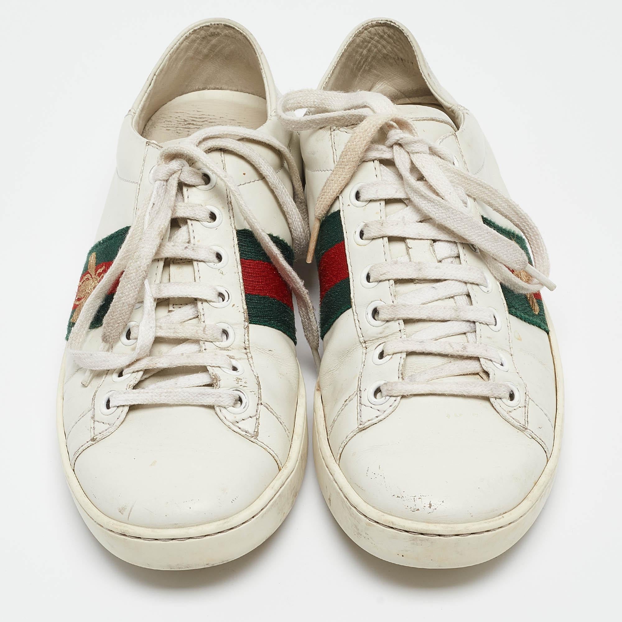Bianco Gucci Sneakers basse Ace in pelle bianca misura 37 in vendita