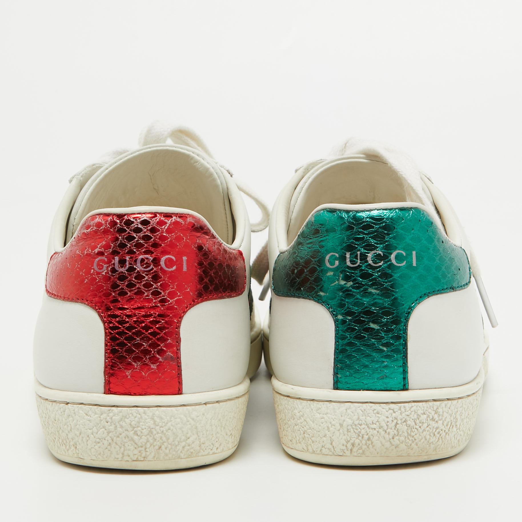 Women's Gucci White Leather Ace Low Top Sneakers Size 37