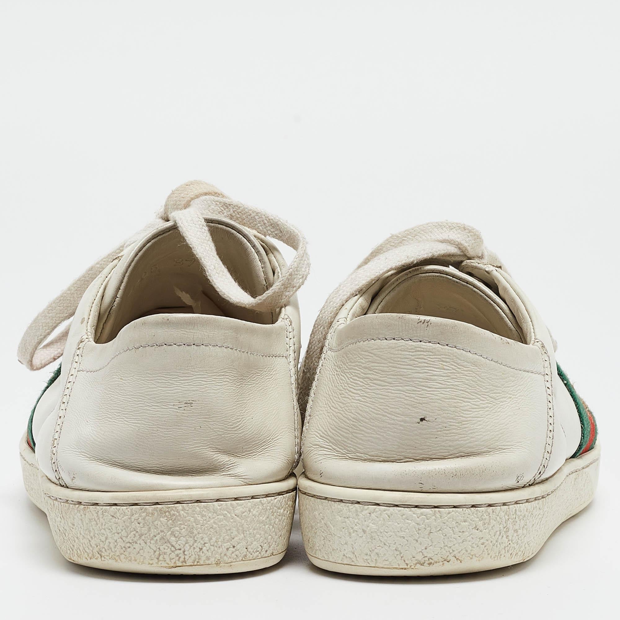 Donna Gucci Sneakers basse Ace in pelle bianca misura 37 in vendita
